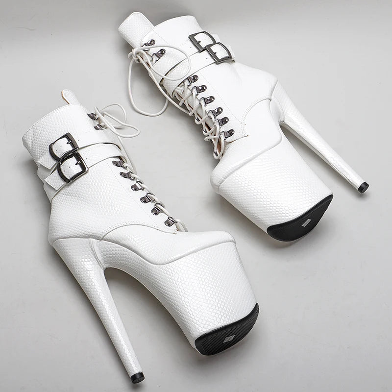 Snakeskin 8-Inch Platform Pole Dance Ankle Boots