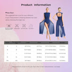 Women's Rhinestone One-Shoulder Lyrical Dance Dress | Flared Sleeve & Open-Front Mesh Maxi Skirt