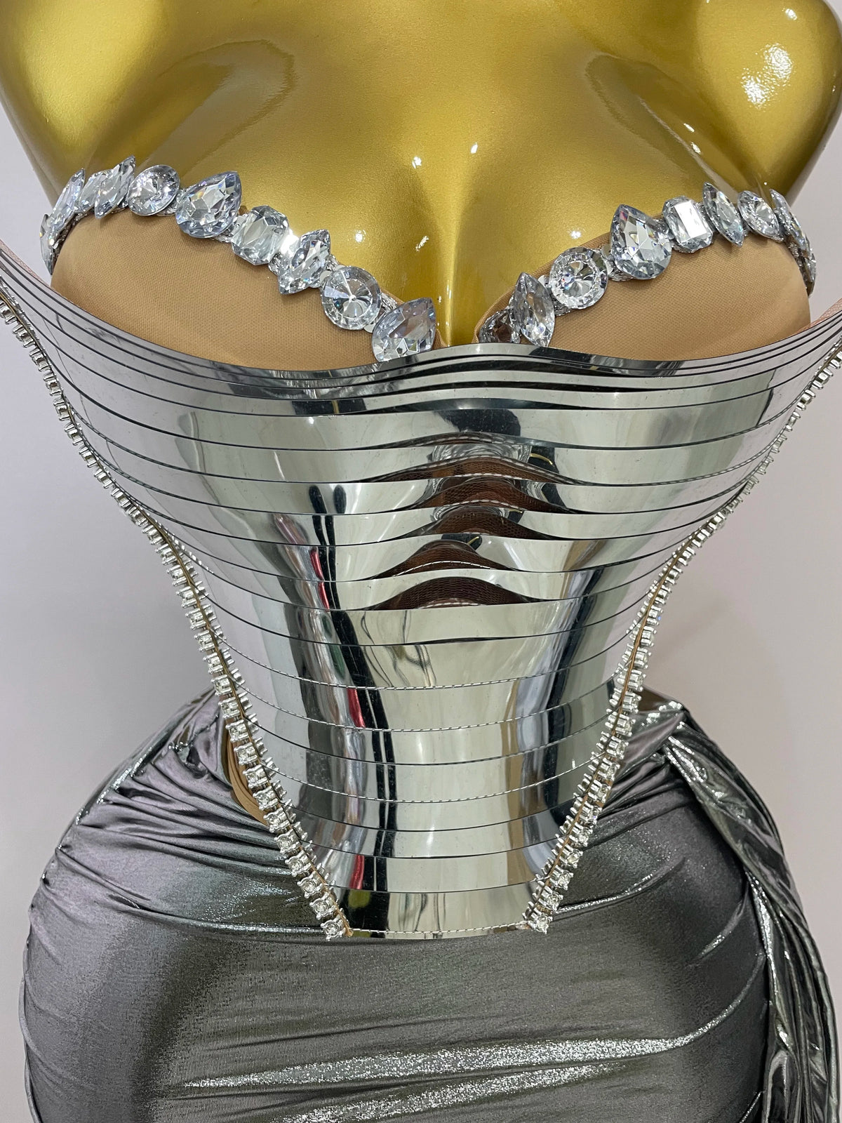 Metallic Sequin 2-Piece Set | Top & Mini Skirt | Stage & Club