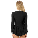 Midnight Tuxedo Ruffle Leotard Dress