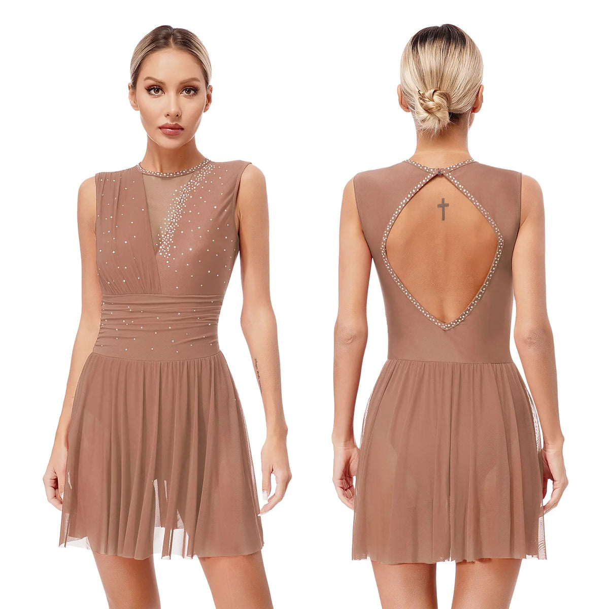 Lyrical Dance Dress | Rhinestone Mesh Skirt