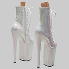 23CM Holographic Snake Platform Ankle Boots - 9 Inch High Heel Pole Dance Boots