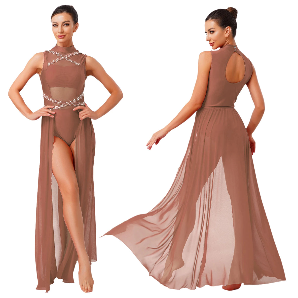 Sequin Lyrical Dance Dress | Mesh & Tulle | Built-In Briefs