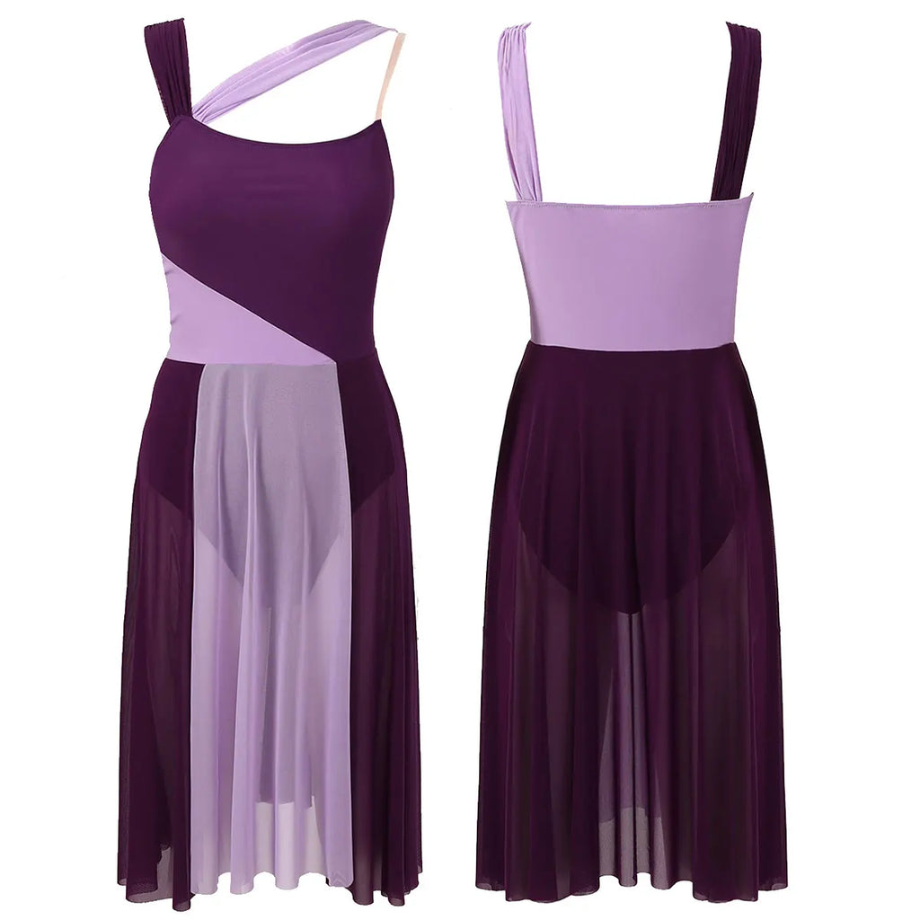 Lyrical Dance Dress | Color-Block Split Mesh