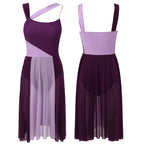 Lyrical Dance Dress | Color-Block Split Mesh