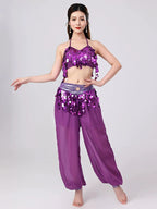Belly Dance Harem Set | Sequin Halter Top & Chiffon Pants