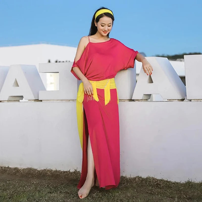 Saidi Baladi Dress | Silk 4-Piece Set with Belt & Headpiece