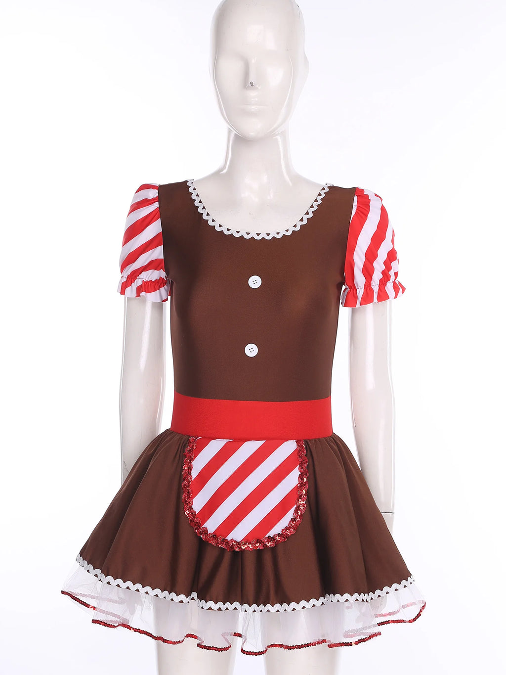 Gingerbread Costume Dress | Candy Cane Trim