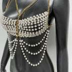 Pearl Tassel Chain Halter Crop Top
