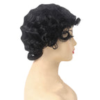 1920s Finger Wave Wig | Short Curly | Natural Black