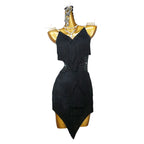 Rhinestone Fringe Latin Dance Dress with Ornaments Set