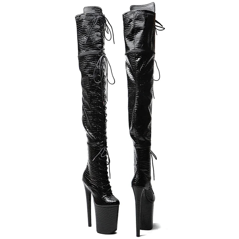 3-in-1 Convertible Thigh-High Platform Boots – 9-Inch Extreme Heel