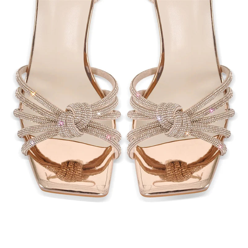 Rhinestone Strappy Heels | Ankle-Wrap Sandal | 4.5" Heel