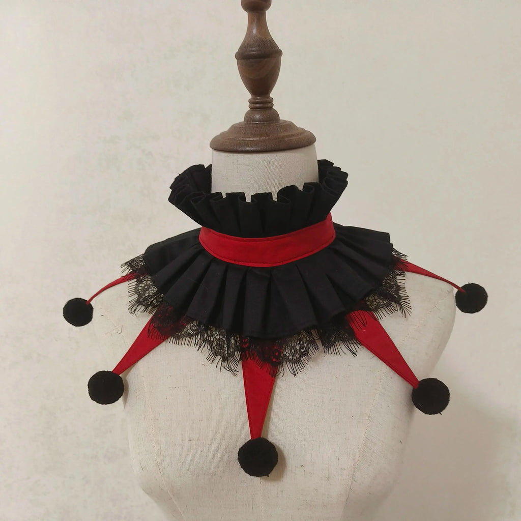 Jester Clown Ruff Collar | Pom-Pom & Star Tips | 12 Colors