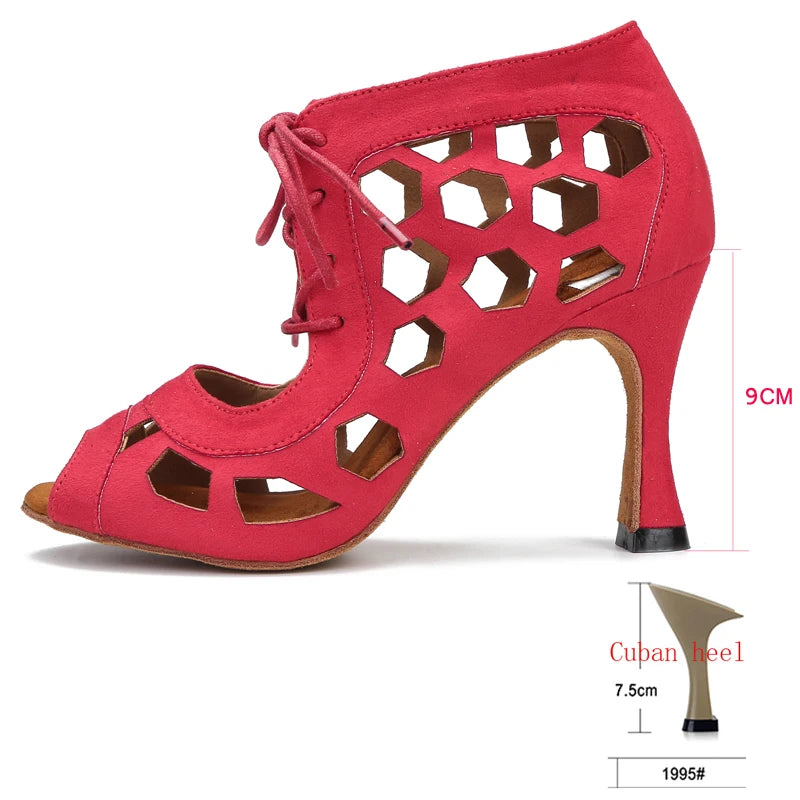 Women's Suede Latin Dance Heels | Rumba Salsa Tango | Cuban Heel
