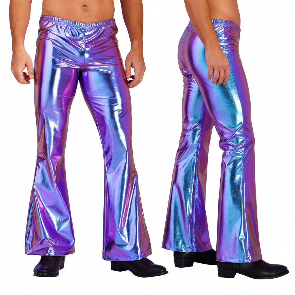 Men's Metallic Bell-Bottom Flare Pants | 70s Disco