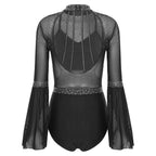 Celeste Rhinestone Flare-Sleeve Bodysuit