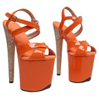 20CM Glitter Platform Pole Dance Sandals - Ultra High Heel Cut-Out Performance Heels