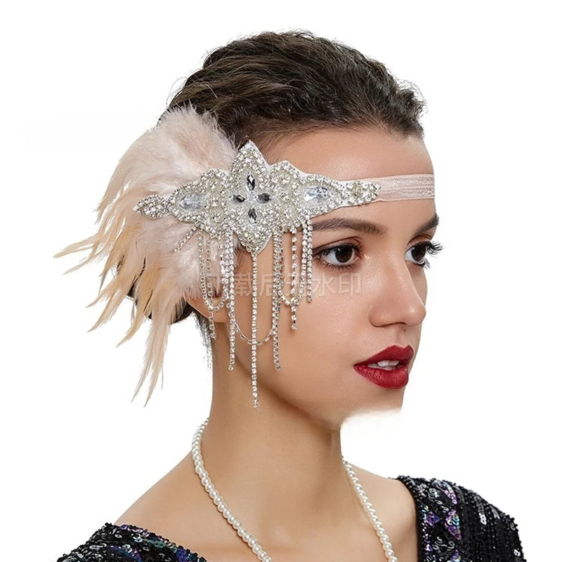 1920s Flapper Headband | Feather Detail