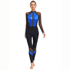 Women's Rhinestone Color-Block Dance Jumpsuit | Sheer Mesh Long Sleeve & Ankle Length | Gymnastics & Performance