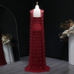 Crystal Beaded Mermaid Gown | Strapless | Scarf Overlay