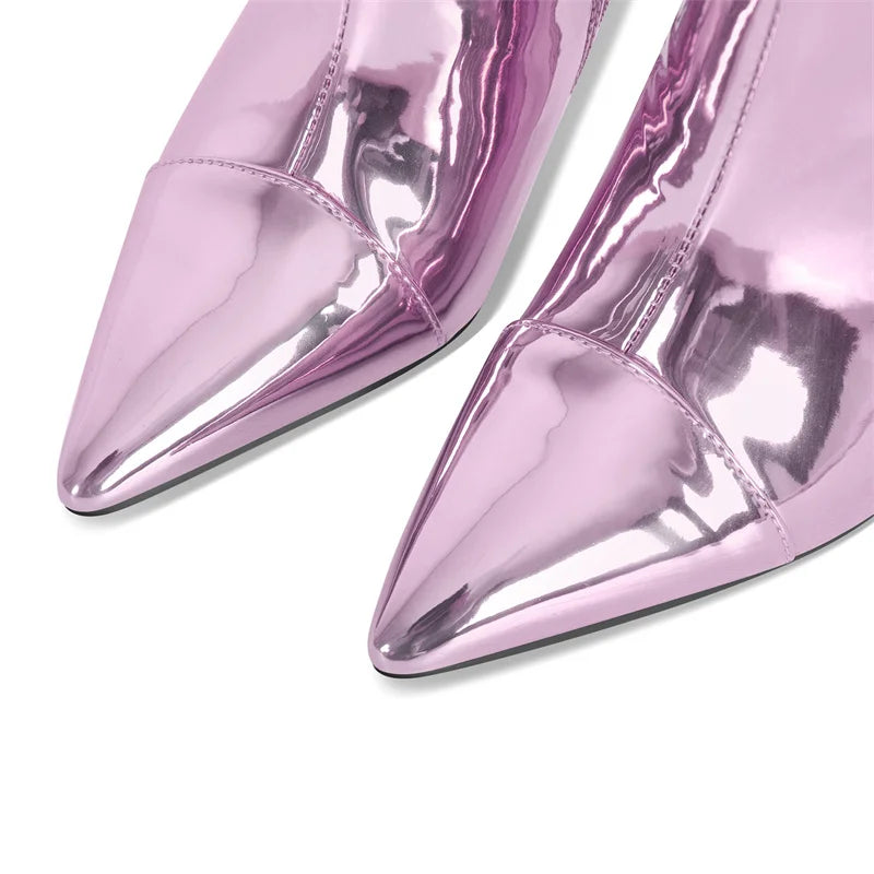 Metallic Knee-High Boot | Stiletto | Rose Gold, Gold & Pink