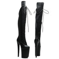 23CM Snakeskin Platform Pole Dance Knee-High Boots - 9 Inch High Heel Closed Toe Boots