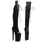 23CM Snakeskin Platform Pole Dance Knee-High Boots - 9 Inch High Heel Closed Toe Boots
