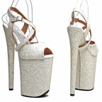 8-Inch Floral Platform Heels | Open Toe