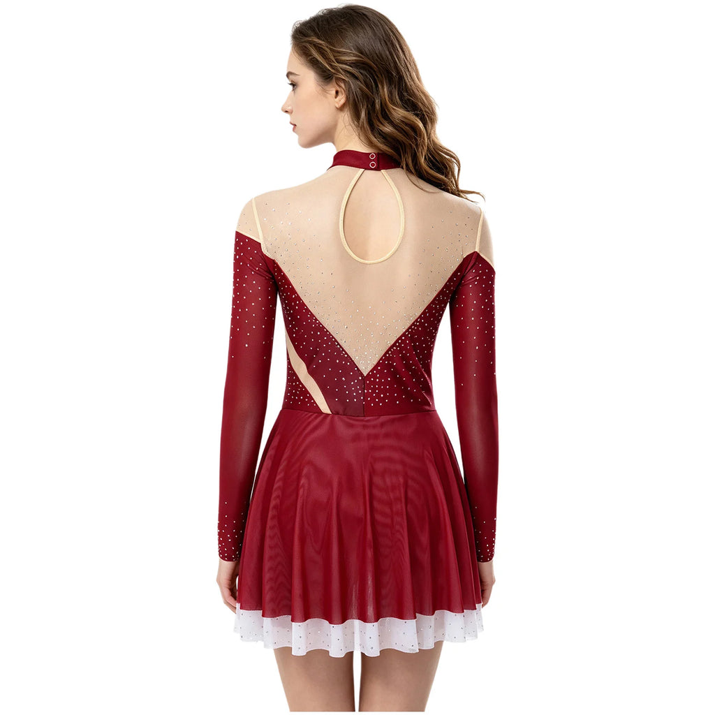 Skating Dress | Rhinestone Mesh & Ruffles