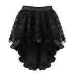 Black Gothic Overbust Corset | Hi-Low Ruffle Skirt | Lace Trim | XXS–6XL