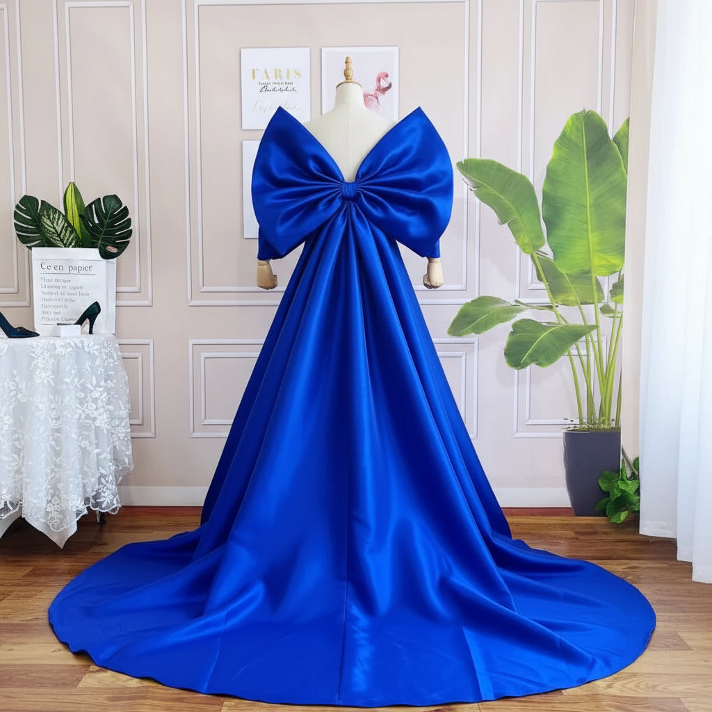 Mikado Cape | Oversized Bow Sleeves & 2M Train | Pageant & Bridal