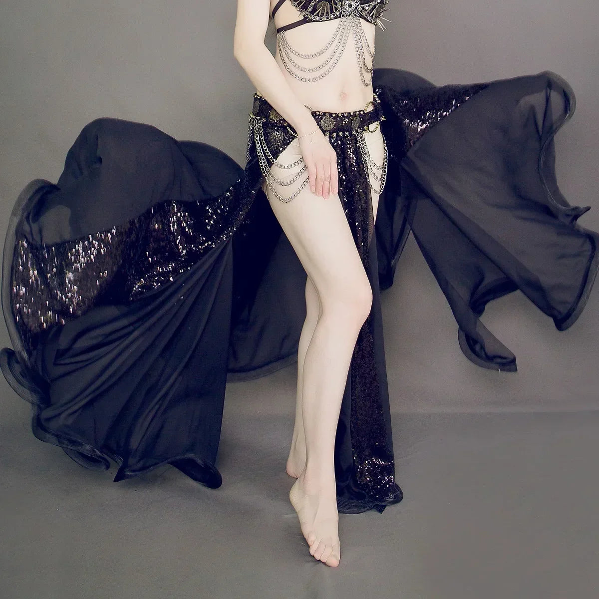 Belly Dance Skirt | Sequin Slit Panels