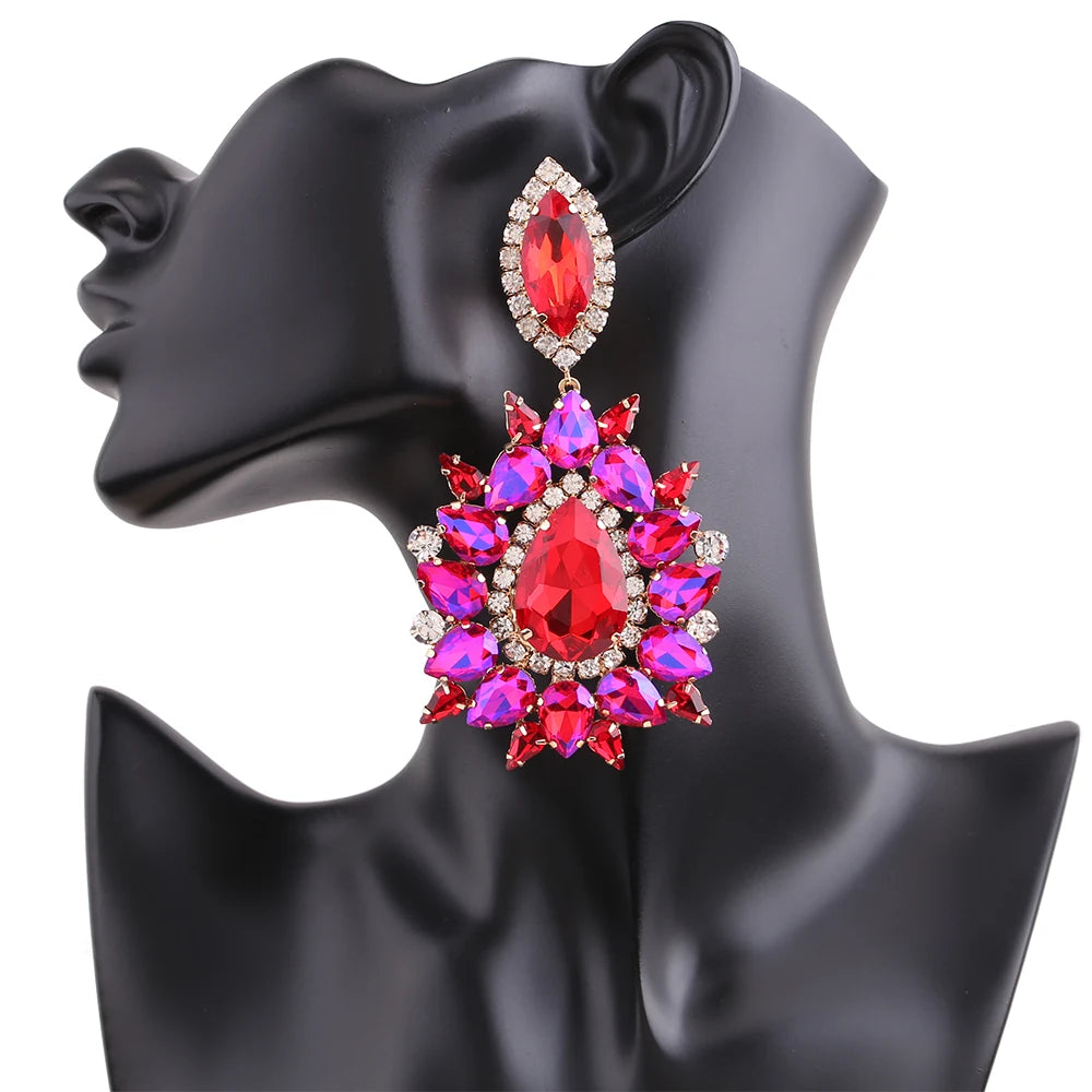 Rhinestone Drop Earrings | Clip or Pin