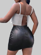 Metal Sequin Patchwork Crop Top - Backless Handmade Camisole