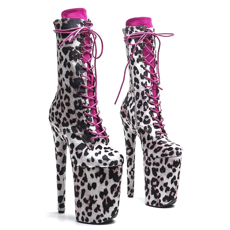 Leopard Print 9-Inch Platform Pole Dance Boots