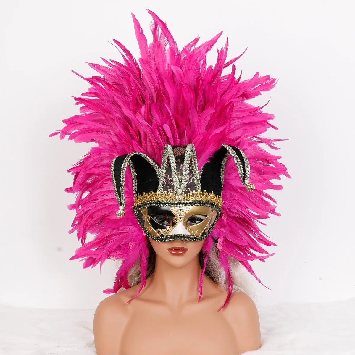 Feather Masquerade Mask | Jester Crown