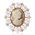Victorian Cameo Brooch | Pearl & Crystal | Vintage Portrait Pin