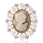 Victorian Cameo Brooch | Pearl & Crystal | Vintage Portrait Pin