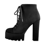Platform Ankle Boots | Lace-Up Flock | 3" Platform