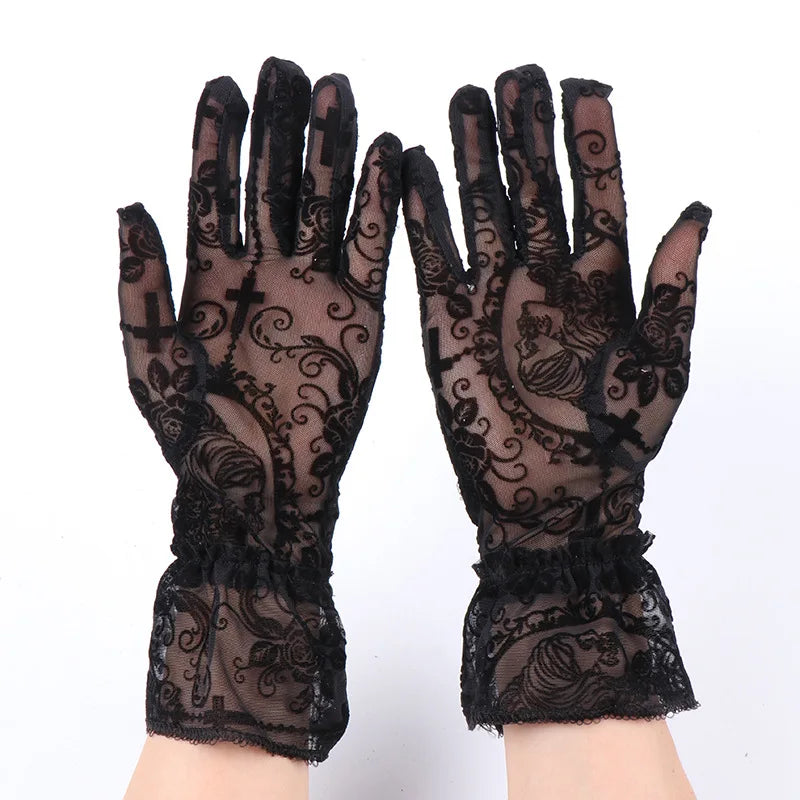 Black Lace Gloves | Rose & Cross