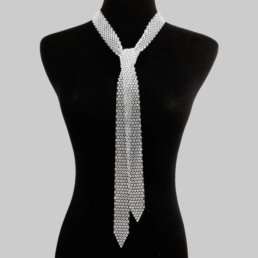 Rhinestone Fishnet Scarf - Sparkly Mesh Shawl Accessory
