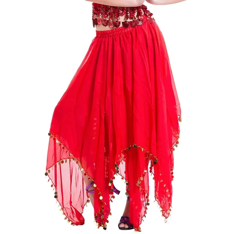 Belly Dance Chiffon Skirt | Sequin Trim | 11 Colors
