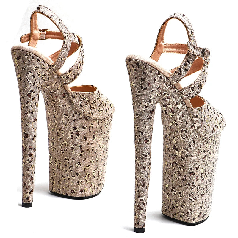 Leopard Glitter Platform Sandal Heel – 9 Inch Stage & Pole Dance