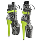 20CM Platform Ankle Boots - Snake Print High Heel Pole Dance Boots