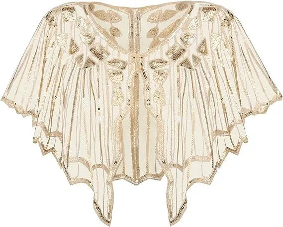 1920s Sequin Beaded Cape | Butterfly Sleeve | Flapper Bolero