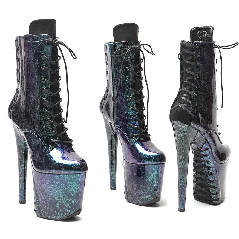 20cm Platform Ankle Boots - Slip-On Dance Boots