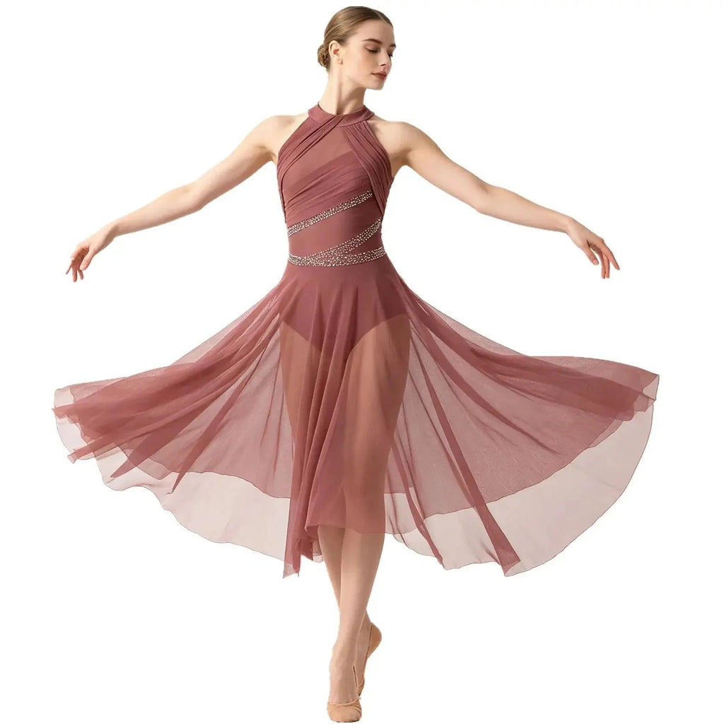 Starlight Ruched Rhinestone Lyrical Dance Dress