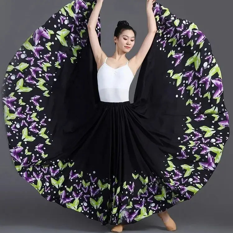 Floral Print Flamenco Skirt | 180–720° Swing | 7 Lengths