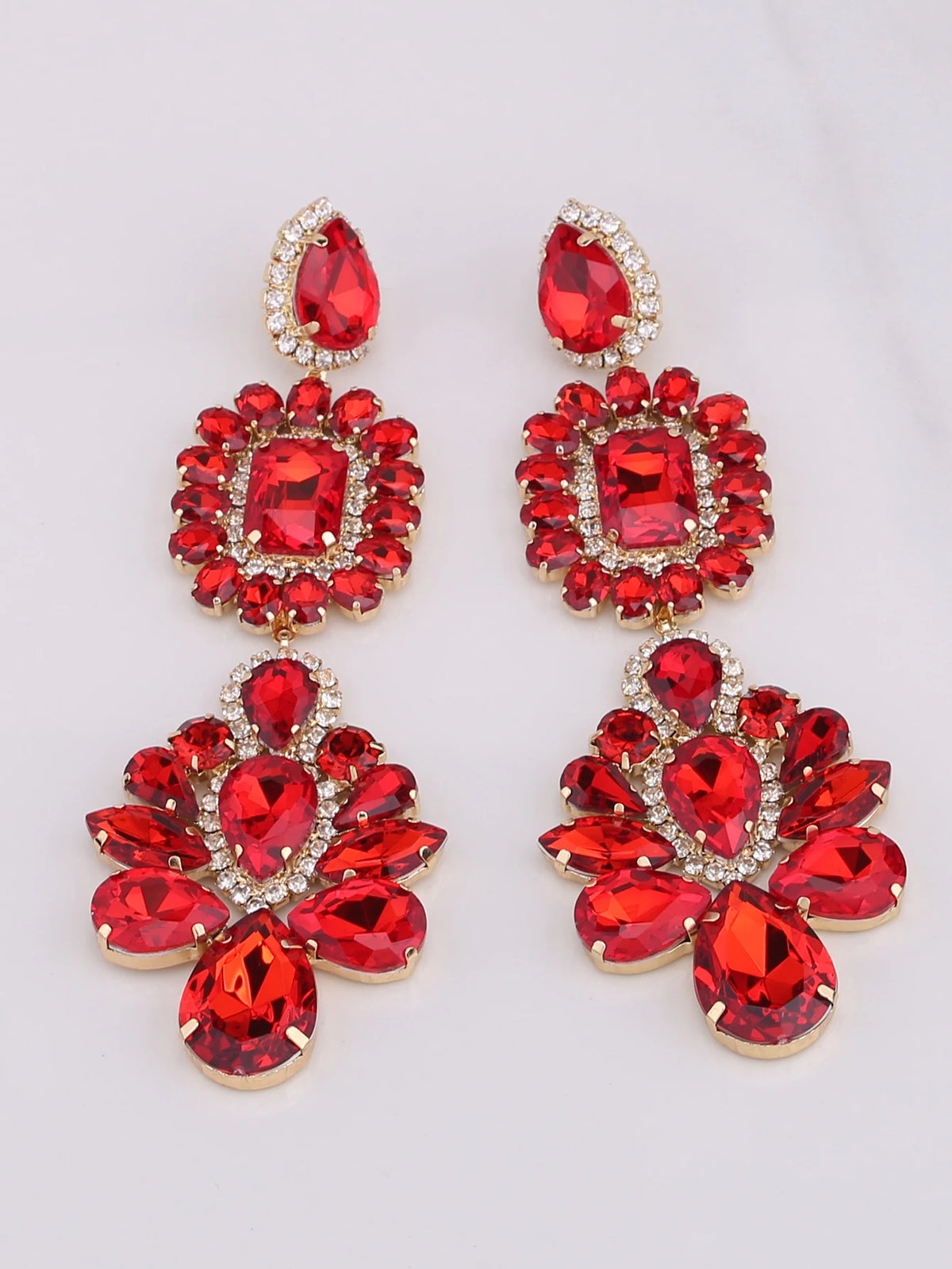 Rhinestone Water Drop Earrings | Clip or Pin
